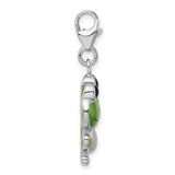 Sterling Silver Enameled 3-D Frog W/Lobster Claw Clasp Clasp Charm Charms