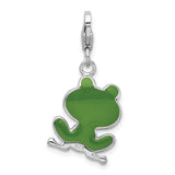 Sterling Silver Enameled 3-D Frog W/Lobster Claw Clasp Clasp Charm Charms