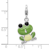 Sterling Silver Enameled 3-D Frog W/Lobster Claw Clasp Clasp Charm Charms