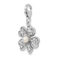 Goldia Sterling Silver Pearl Flower W/Lobster Claw Clasp Charm