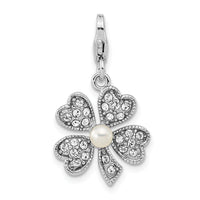 Goldia Sterling Silver Pearl Flower W/Lobster Claw Clasp Charm