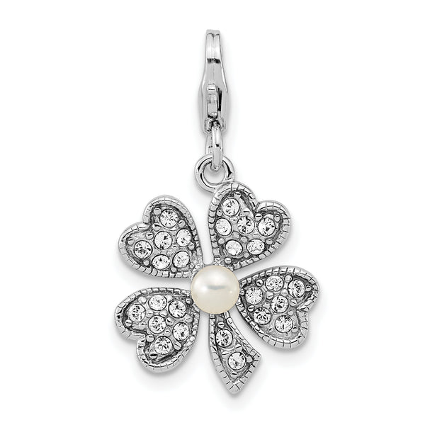 Goldia Sterling Silver Pearl Flower W/Lobster Claw Clasp Charm