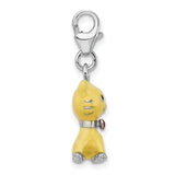 Sterling Silver Enameled 3-D Cat W/bow Tie W/Lobster Claw Clasp Clasp Charm Charms