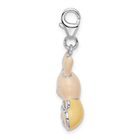 Sterling Silver Enameled 3-D Bunny W/Lobster Claw Clasp Clasp Charm Charms