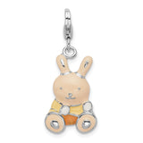 Sterling Silver Enameled 3-D Bunny W/Lobster Claw Clasp Clasp Charm Charms