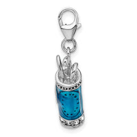 Sterling Silver Enameled 3-D Golf Bag And Clubs W/Lobster Claw Clasp Clasp Charm Charms