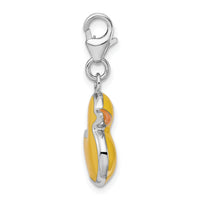 Sterling Silver Enameled 3-D Duck W/Lobster Claw Clasp Clasp Charm Charms