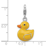Sterling Silver Enameled 3-D Duck W/Lobster Claw Clasp Clasp Charm Charms