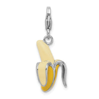 Amore LaVita Sterling Silver Enameled 3-D Peeled Banana with Lobster Clasp Charm