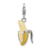 Amore LaVita Sterling Silver Enameled 3-D Peeled Banana with Lobster Clasp Charm