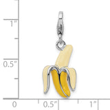 Amore LaVita Sterling Silver Enameled 3-D Peeled Banana with Lobster Clasp Charm