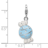 Sterling Silver Enameled Piece Of Candy In Wrapper W/Lobster Claw Clasp Clasp Charm Charms