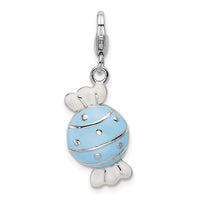 Sterling Silver Enameled Piece Of Candy In Wrapper W/Lobster Claw Clasp Clasp Charm Charms
