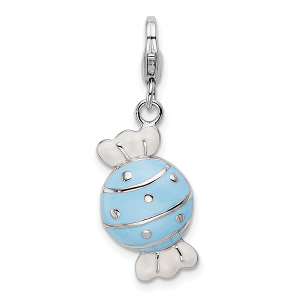 Sterling Silver Enameled Piece Of Candy In Wrapper W/Lobster Claw Clasp Clasp Charm Charms