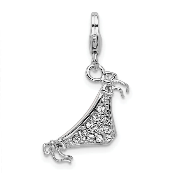 Sterling Silver Enameled 3-D Bikini Bottom W/Lobster Claw Clasp Clasp Charm Charms