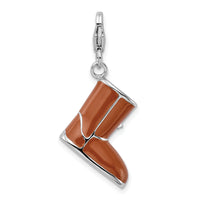 Sterling Silver Enameled 3-D Snow Boot W/Lobster Claw Clasp Clasp Charm Charms