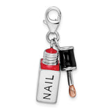 Sterling Silver Enameled 3-D Fingernail Polish W/Lobster Claw Clasp Clasp Charm Charms