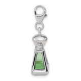 Goldia Sterling Silver 3-d Perfume Fresh Water Pearl Bottle W/Lobster Claw Clasp Charm