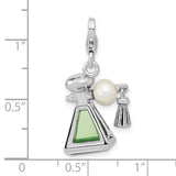 Goldia Sterling Silver 3-d Perfume Fresh Water Pearl Bottle W/Lobster Claw Clasp Charm