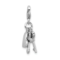 925 Sterling Silver Heart Cross and Key with Lobster Clasp Charm