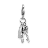 925 Sterling Silver Heart Cross and Key with Lobster Clasp Charm