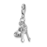 925 Sterling Silver Heart Cross and Key with Lobster Clasp Charm
