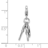 925 Sterling Silver Heart Cross and Key with Lobster Clasp Charm