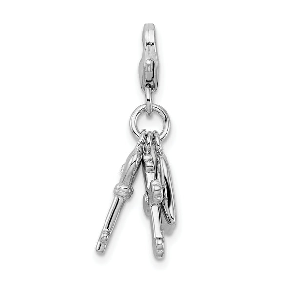 925 Sterling Silver Heart Cross and Key with Lobster Clasp Charm