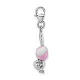 Sterling Silver Enameled 3-D Bunny W/Lobster Claw Clasp Clasp Charm Charms