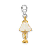 Amore LaVita Sterling Silver Enameled 3-D Gold Plated Lamp with Lobster Clasp Charm
