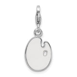 Sterling Silver Enameled 3-D Palette And Brush W/Lobster Claw Clasp Clasp Charm Charms