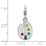 Sterling Silver Enameled 3-D Palette And Brush W/Lobster Claw Clasp Clasp Charm Charms