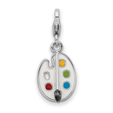 Sterling Silver Enameled 3-D Palette And Brush W/Lobster Claw Clasp Clasp Charm Charms
