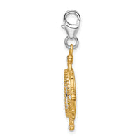 Amore LaVita Sterling Silver Enameled 3-D Gold Plated Mirrow with Lobster Clasp Charm