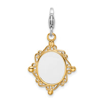 Amore LaVita Sterling Silver Enameled 3-D Gold Plated Mirrow with Lobster Clasp Charm