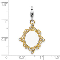Amore LaVita Sterling Silver Enameled 3-D Gold Plated Mirrow with Lobster Clasp Charm