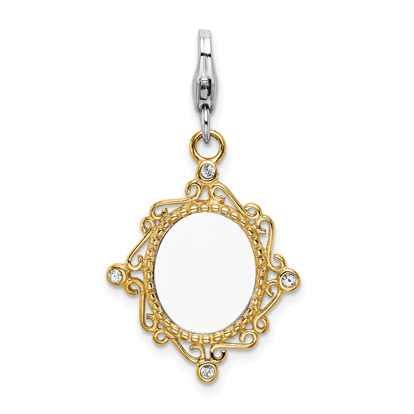 Amore LaVita Sterling Silver Enameled 3-D Gold Plated Mirrow with Lobster Clasp Charm