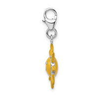 Amore LaVita Sterling Silver Enameled 3-D Sunshine with Lobster Clasp Charm