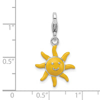Amore LaVita Sterling Silver Enameled 3-D Sunshine with Lobster Clasp Charm