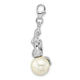 Sterling Silver 3-D Mermaid & Mother Of Pearl W/Lobster Claw Clasp Clasp Charm Charms
