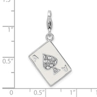 Sterling Silver Enameled 3-D Ace W/Lobster Claw Clasp Clasp Charm Charms