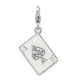 Sterling Silver Enameled 3-D Ace W/Lobster Claw Clasp Clasp Charm Charms