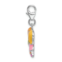Sterling Silver Enameled Kissing Couple W/Lobster Claw Clasp Clasp Charm Charms