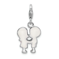Sterling Silver Enameled Kissing Couple W/Lobster Claw Clasp Clasp Charm Charms