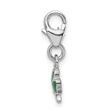 Amore La Vita Sterling Silver Rhodium-pl Green Enameled Clover Charm