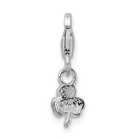 Amore La Vita Sterling Silver Rhodium-pl Green Enameled Clover Charm
