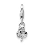 Amore La Vita Sterling Silver Rhodium-pl Green Enameled Clover Charm