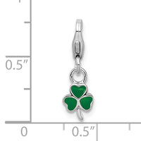 Amore La Vita Sterling Silver Rhodium-pl Green Enameled Clover Charm