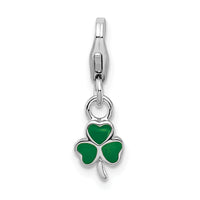 Amore La Vita Sterling Silver Rhodium-pl Green Enameled Clover Charm