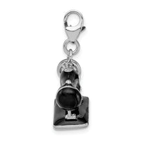 925 Sterling Silver Enameled 3-D Sewing Machine with Lobster Clasp Charm